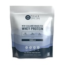 TAHA Vanilla Whey Protein Concentrate, 25g Protein, Grass-Fed, 2lb | 6.3g BCAAs • 2.9g leucine • Monk fruit sweetened • Cold-processed • New Zealand dairy • Smooth vanilla flavor