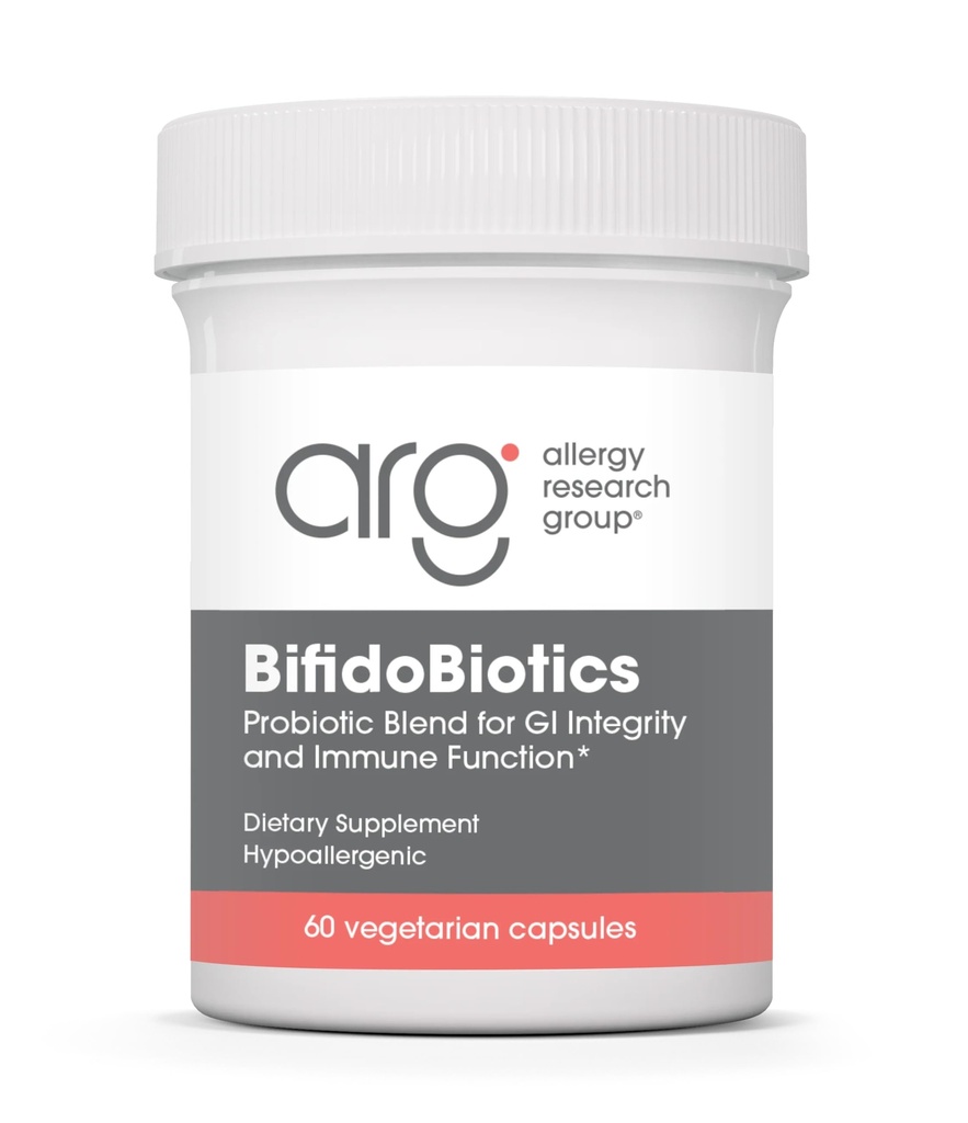 ARG BifidoBiotics with LactoSpore - Probiotic Blend - Supports Digestive Health - Helps Maintain Intestinal Balance - Dairy-Free Probiotics - Vegetarian & Hypoallergenic - 60 Servings - 60 Capsules