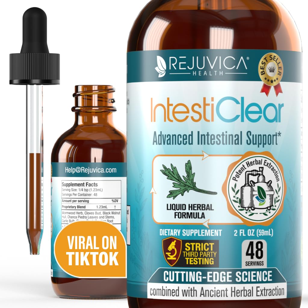 IntestiClear - Advanced Intestinal Support Supplement - Flüssige Lieferung für bessere Absorption - Wormwood, Tücher, Black Walnut, Knoblauch &amp; Mehr!