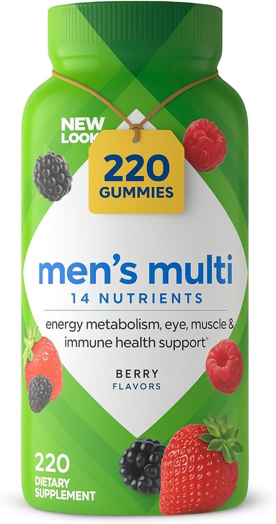 Vita Men's Adult Gummy Multivitamin Supplement for Men, Berry Flavored, A, C, D, E, B6, B12, Daily, 220 Count, 110 Day Supply