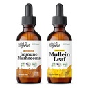 Wild & Organic Immune Mushrooms Tincture 2 fl oz & Mullein Leaf Tincture 2 fl oz
