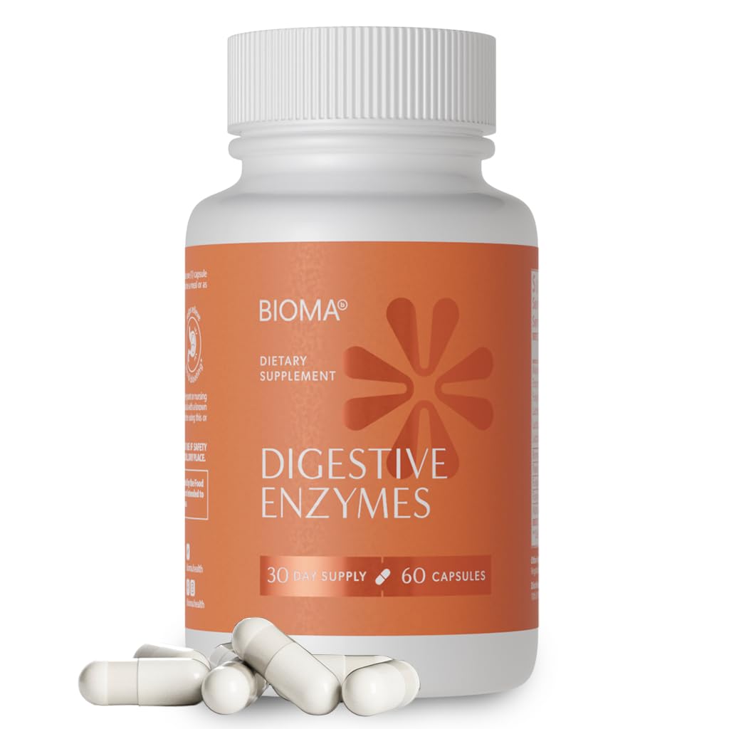BIOMA Digestive Enzymes Supplement with Probiotics & Prebiotics, Supports Digestion and Gut Health, Helps Reduce Bloating and Gas, Daily Enzyme Formula Capsules