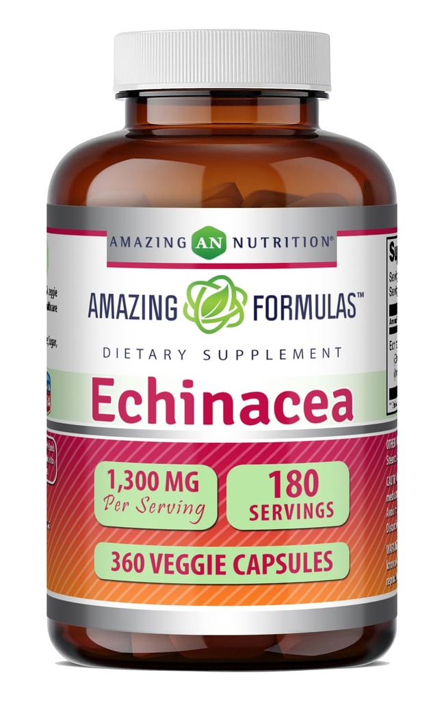 Erstaunliche Formeln Echinacea | 1300 Mg Pro Servieren | 360 Veggie Kapseln | Non-GMO | Gluten Free | Made in USA