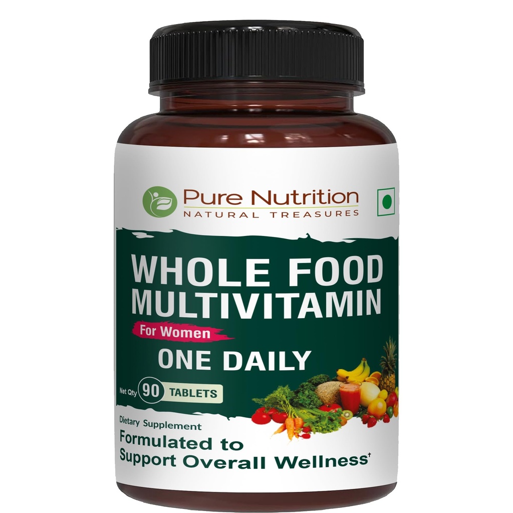Reine Ernährung ganze Lebensmittel Multivitamin für Frauen | 90 Tabs | Ein-A-Day | 100% RDA | 24 Natürliche Vitamine und Mineralstoffe | Alle natürlichen Pflanzen basierte Multivitamin | 3 Monate Versorgung