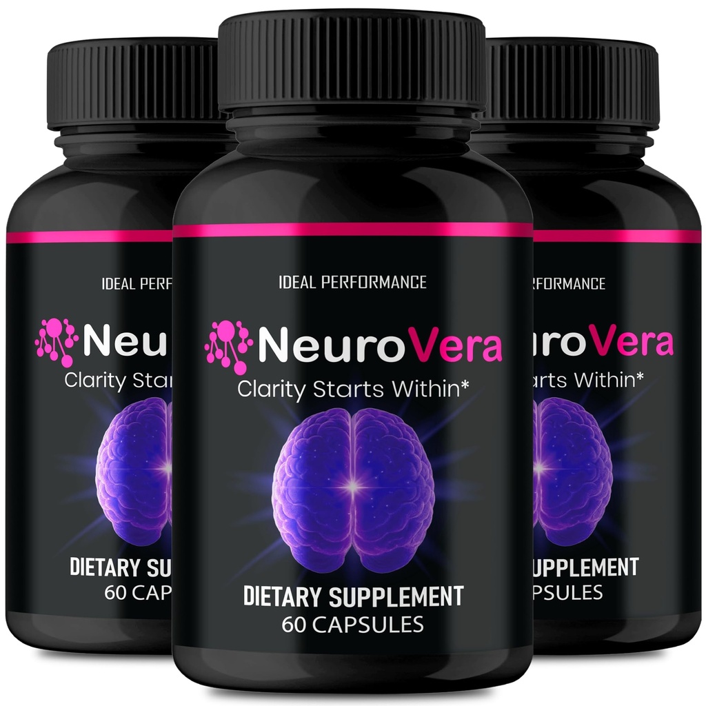 Neurovera Brain Supplements for Memory and Focus Capsules, Neuro Vera Advanced Formula Brain Health Support Pills Maximum Strength, Nootropics Neurovera All Natural Support Reviews (3 Pack)