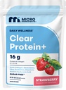 Micro Ingredients Clear Protein+, 20 Servings, Sugar-Free Strawberry Flavor | 16g Protein & Collagen | Electrolytes, Probiotics, Vitamin C | Post Workout Muscle & Beauty Support* | Non-GMO