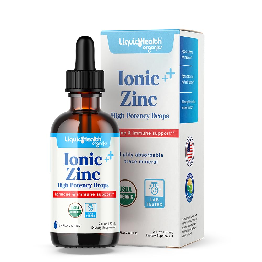 LIQUIDHEALTH USDA Organic Ionic Zinc High Potency Drops - Trace Mineral Liquid Vitamin Supplement für Erwachsene & Kinder - Immun- & Verdauungsunterstützung, Haut & Wound Gesundheit - USA Made, Vegan, Non-GMO (2 oz)