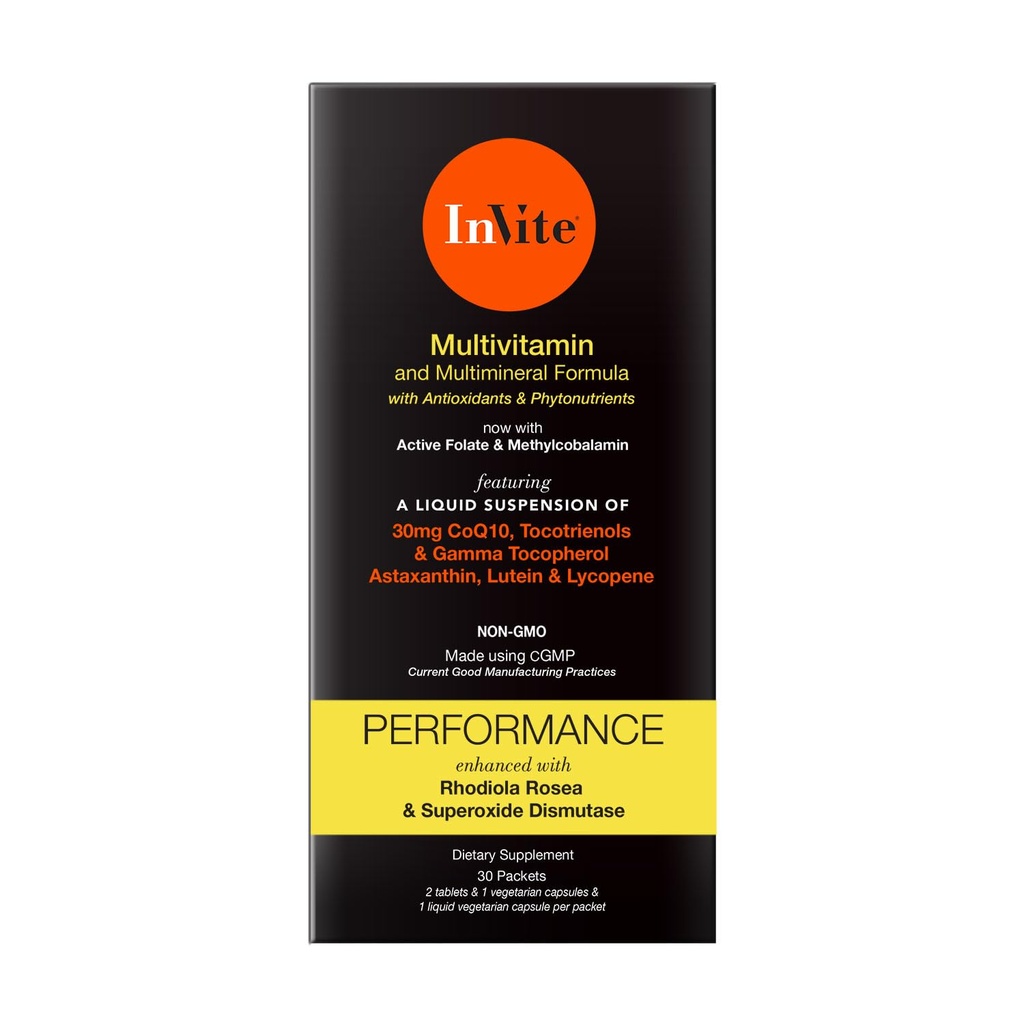Invite Health Performance Vitamin - Umfassendes Daily Multivitamin mit verbesserter Unterstützung für Athleten und aktive Menschen - 30 Tage Versorgung