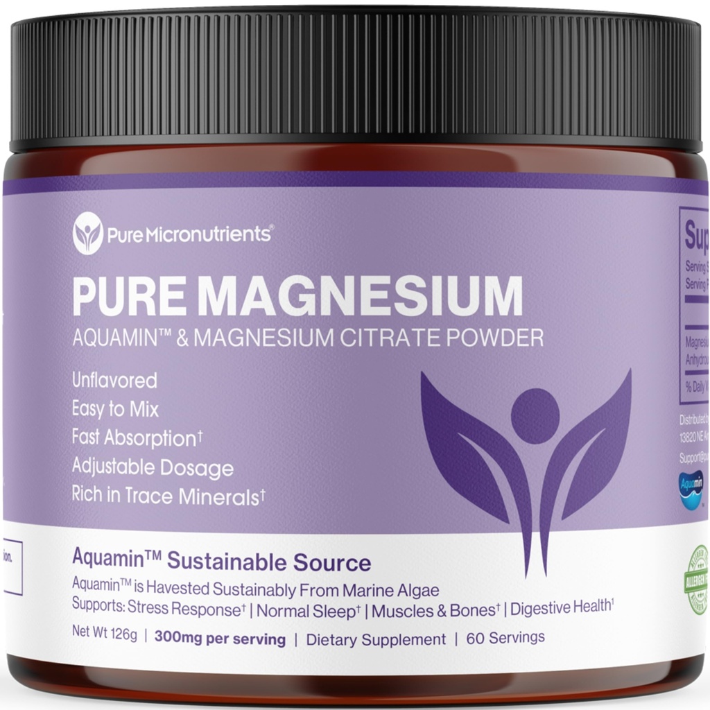 Reines Magnesium-Zitrat-Pulver zur Unterstützung von Schlaf, Muskel & Knochen Gesundheit, Energie, Herz & Verdauung. Unflavored Magnesium Powder Drink Mix, Vegan, 60 Portionen