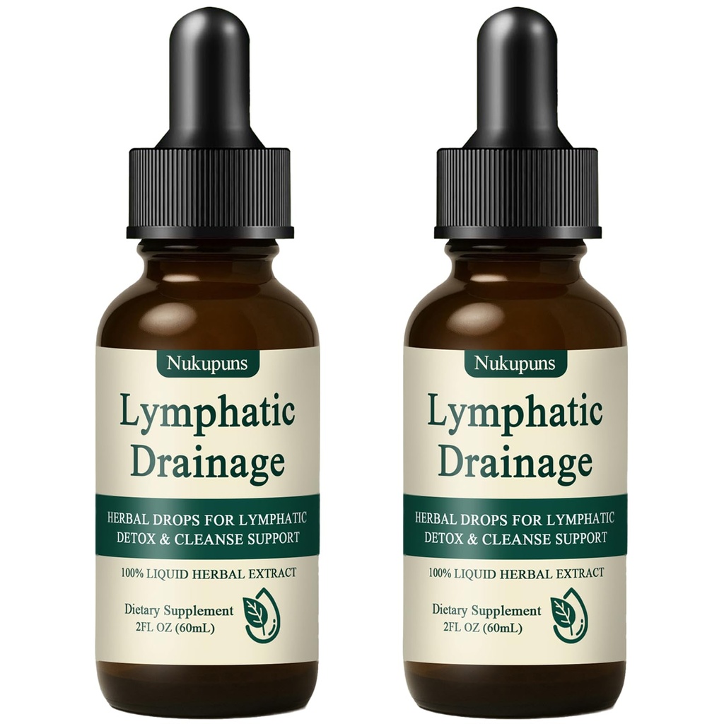 Lymphatic Drainage Drops, Lymphatic Drainage Supplements, Herbal Blend-Lymph System Support, Lymphatic Drainage, Vegan & Non-GMO (2pcs)