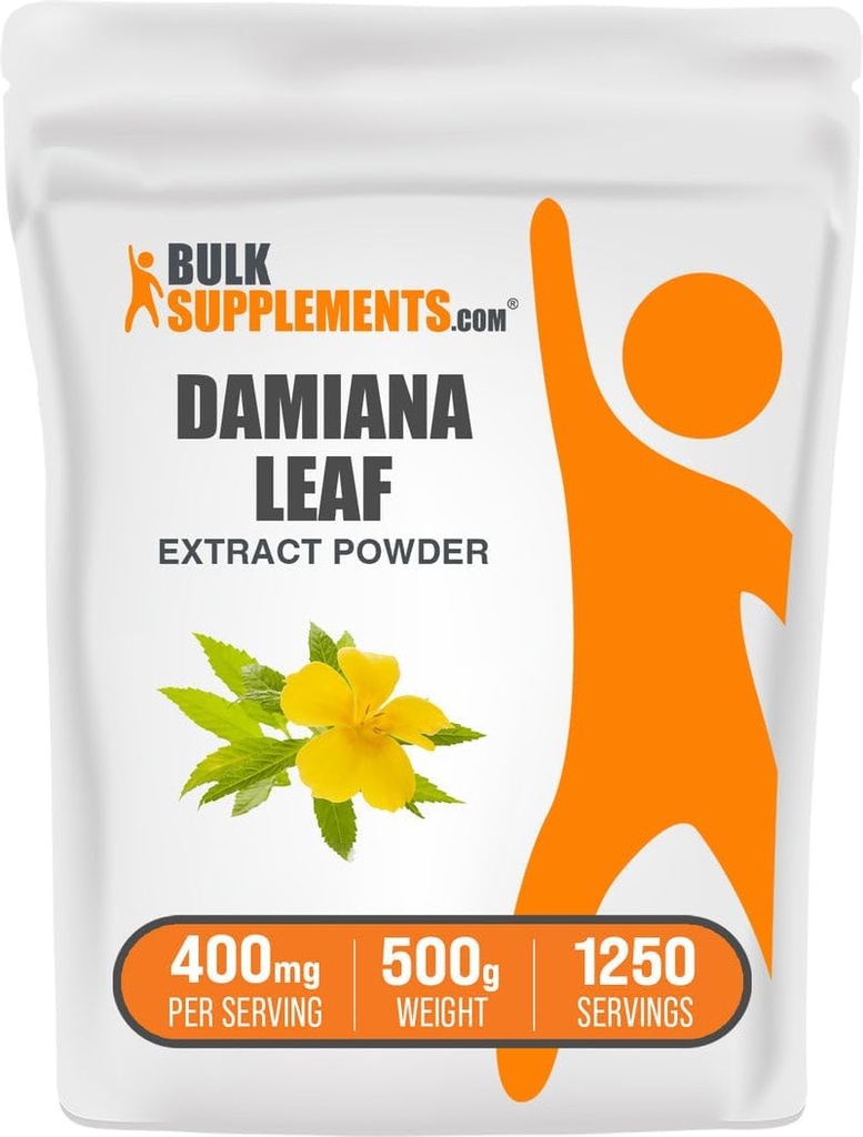 BulkSupplements.com Damiana Extract Powder - Damiana Supplement, Kräuterergänzung - Vegan & Glutenfrei, 400mg pro Servierung, 500g (1.1 lbs) (Pack von 1)