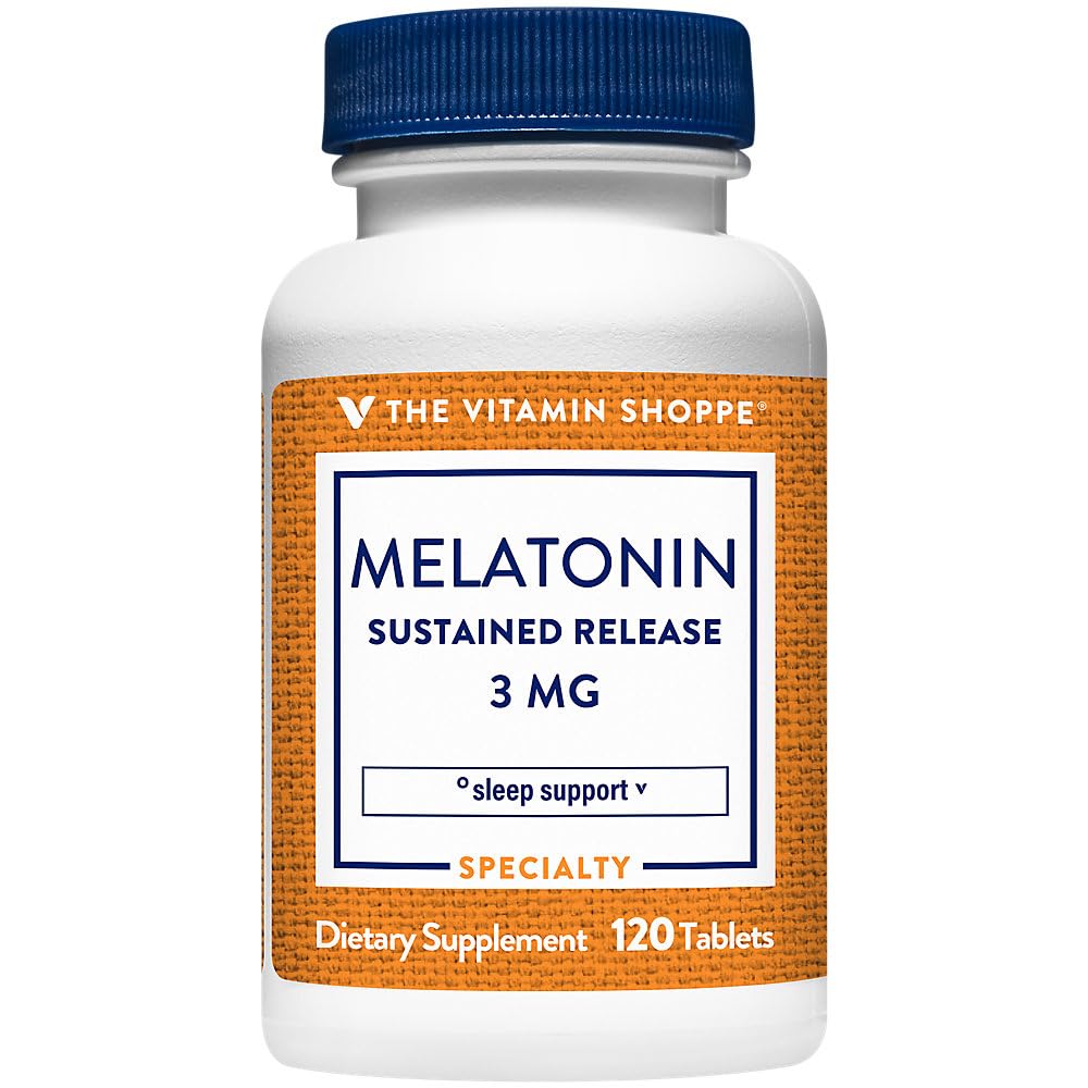 The Vitamin Shoppe Melatonin - Sleep Support, Restful Sleep & Healthy Sleep Cycle, Natural Sleep Aid (120 Tablets)