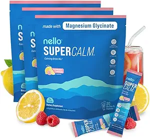 Nello Supercalm Drink Mix - Ashwagandha KSM 66, Magnesium Glycinat & L-Theanin Supplement, Vitamin D3 - Ashwagandha Root Extract (3-Pack)