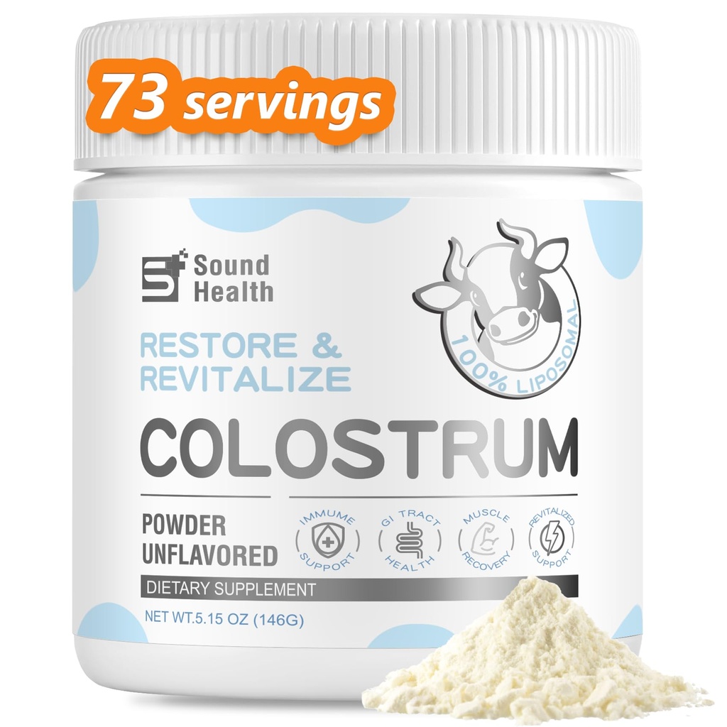 Colostrum Supplement Powder for Humans - Organic Bovine Colostrum Supplement for Gut Health, Hair Growth, Beauty, and Immune Support - Unflavored (73 Servings)