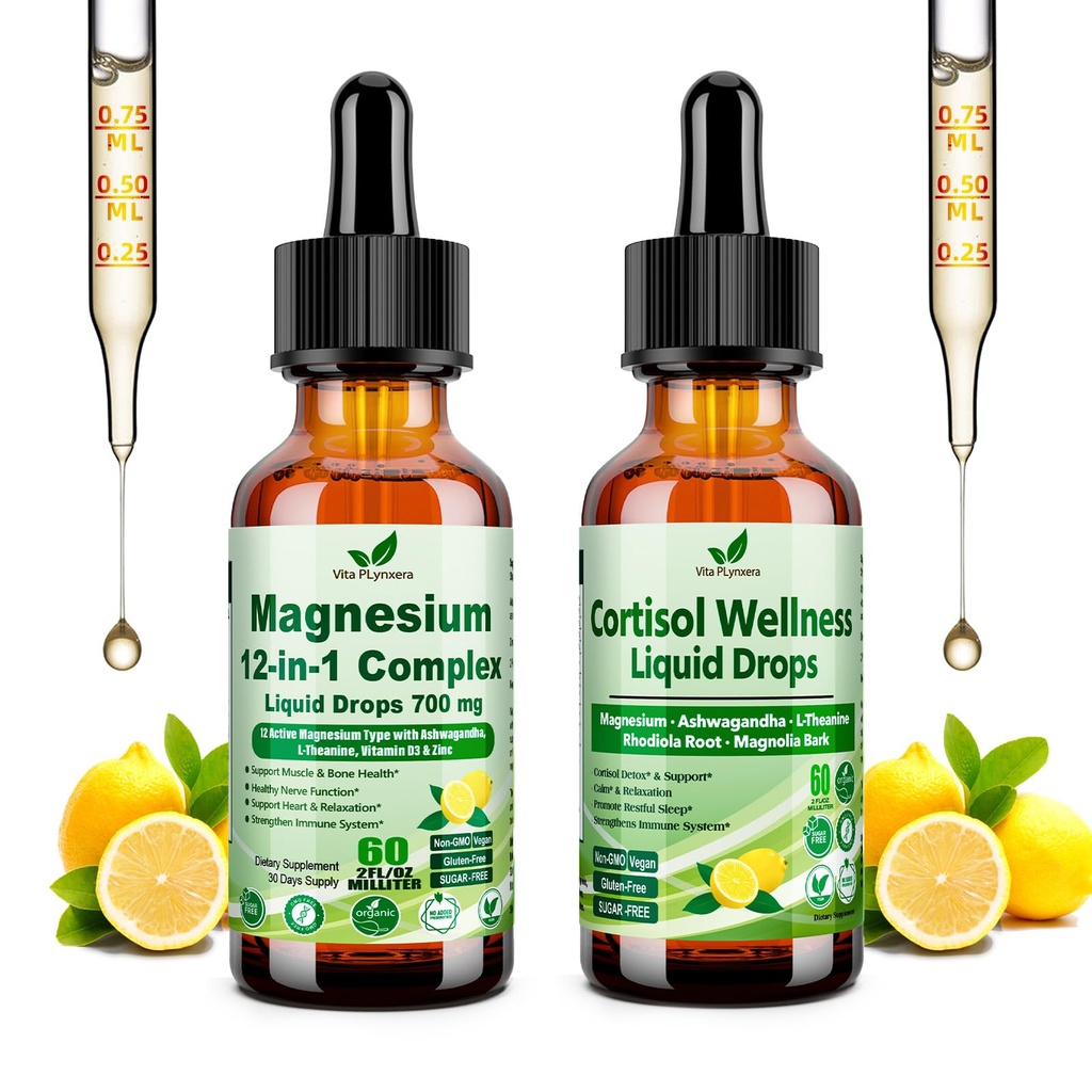 Vita PLynxera Stress & Sleep Support Bundle: Magnesium Complex & Cortisol Detox Drops
