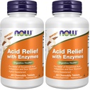 NOW Foods Supplements, Acid Relief with Enzymes, Xylitol Sweetened, Digestive Health*, 60 Chewables (Pack of 2)