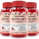 Apple Cider Essiggummis, Max Strength 2000mg ACV Gummy mit Probiotics, B12 und Keto-Unterstützung, Für Verdauung, Stoffwechsel, Detox, Gut & Immune Gesundheit, Gelatin-Free, Non-GMO, 180 Keto Acv Gummis