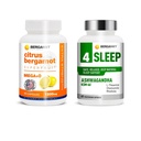 BergaMet Supplement Bundle – Citrus Bergamot Extract 170:1 with Polyphenols Plus 4 Sleep Support with Ashwagandha, Rhodiola, Chamomile and L-Theanine | Daily Nutrition Formula | 60 + 60 Capsules