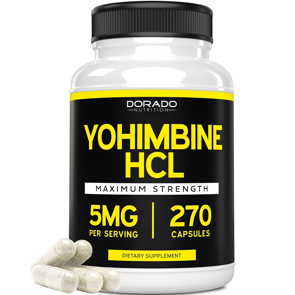 Yohimbin HCL 5mg für Männer und Frauen (270 Kapseln) Potenter als Yohimbe Bark Pulver - Qualitätsgarantie - Dritter auf Potenz & Reinheit getestet - Vegan, glutenfrei & Nicht-GVO - USA Made