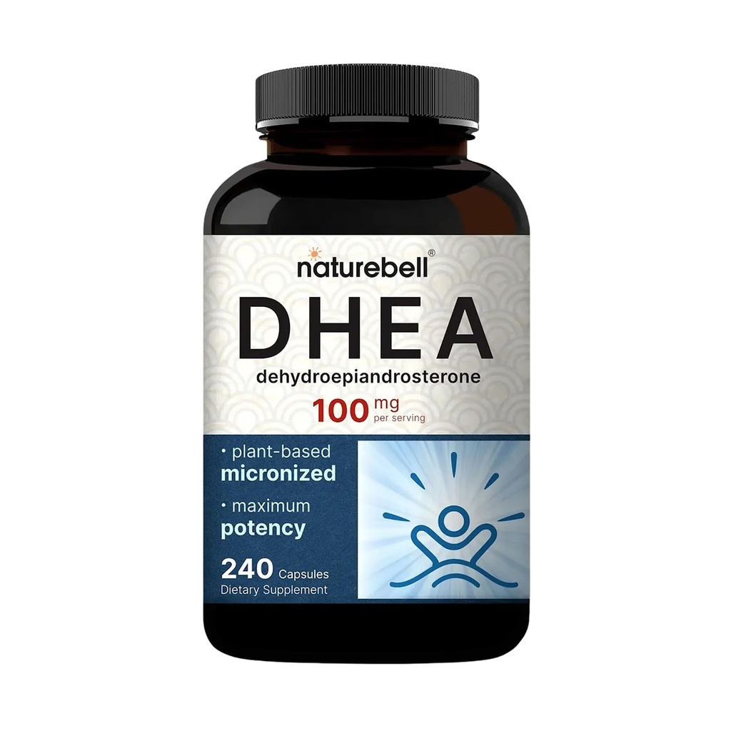 NatureBell DHEA 100mg - 240 Kapseln - DHEA-Ergänzung für Energieniveaus, Immun-Gesundheitsunterstützung - Hochverfügbar* - Nicht-GMO & Glutenfrei