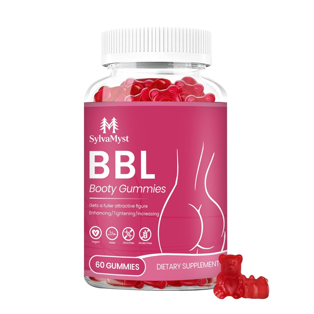 Booty Gummies for Women | BBL Beauty Gummies with Multivitamins & Herbal Extracts | Apple Flavor, 60 Count