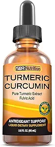 Max Absorption Flüssigkeit Kurkumin Tropfen | für Joint, Back, Ache, Verdauungsunterstützung | Liposomal Organic Turmeric Root Extract mit Fulvic Acid | Vegan, Non-GMO, Made in USA