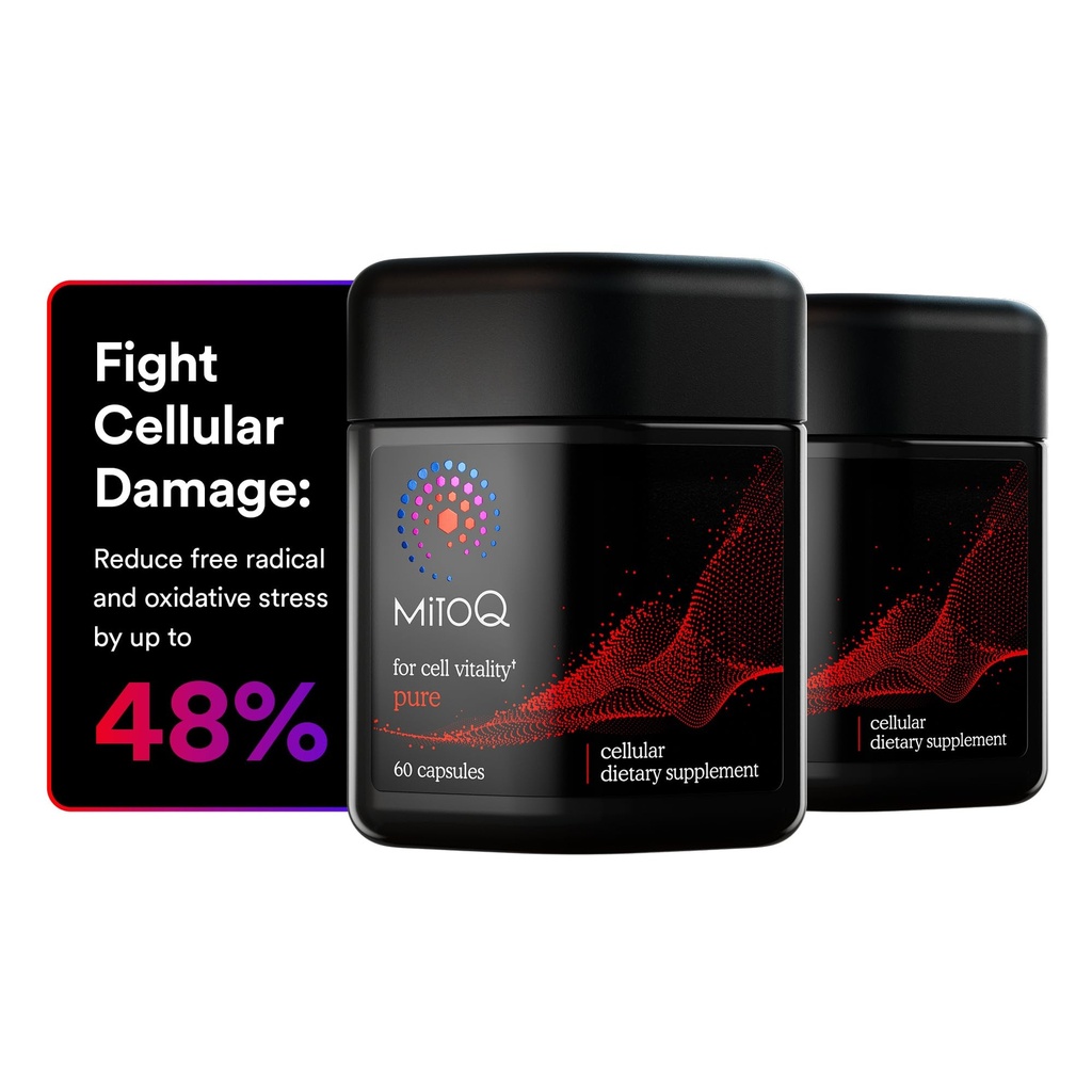 MitoQ Pure Advanced Mitochondria Supplement Superior Bioverfügbarkeit zu CoQ10 | Reduziert freien Radikalschaden für gesundes Altern, Stoffwechsel, Herzgesundheit, Energie, Kraft & Mobilität