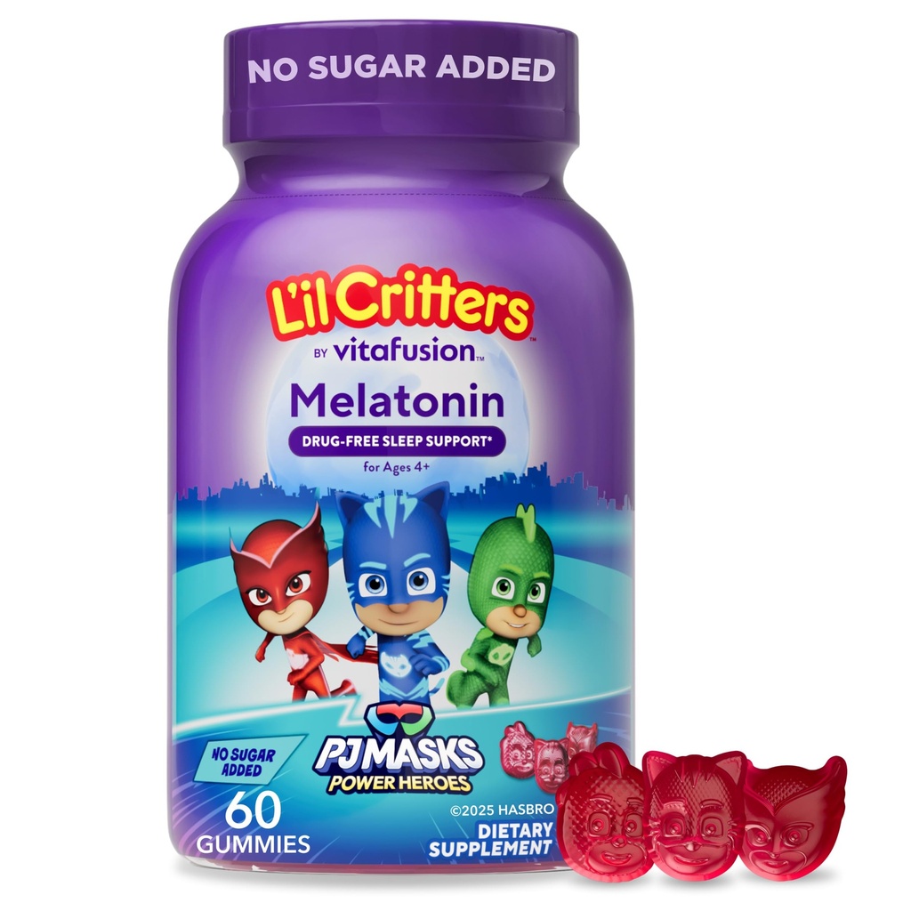 L'il Critters PJ Masks Melatonin Gummy Supplements, 60 Gummis