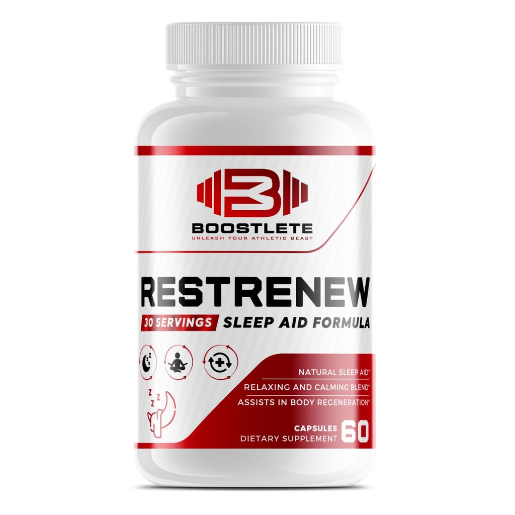 RestRenew Natural Sleep Aid - Supports Deep Sleep, Relaxation, Stress Relief, and Mood Balance | Melatonin, Chamomile, L-Theanine & More | Non-Habit Forming, Non-GMO | 60 Capsules