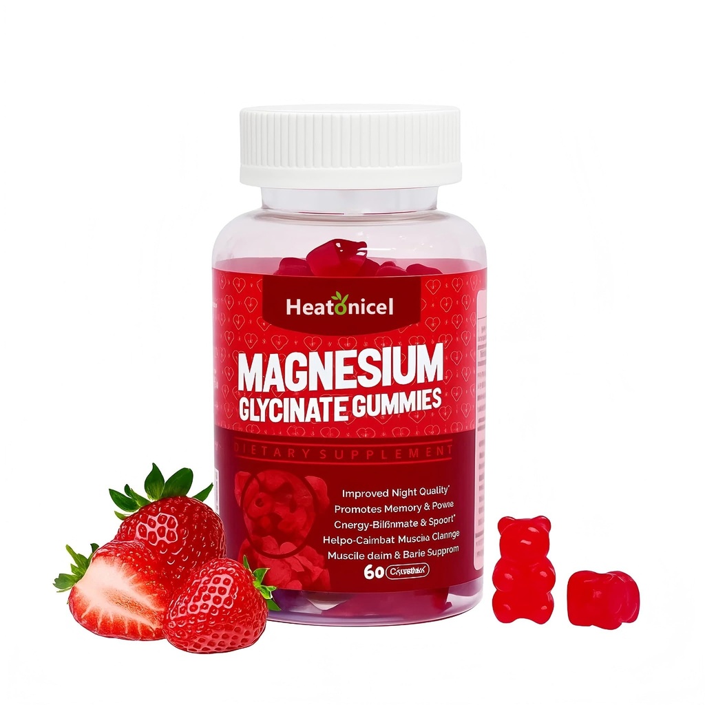 Magnesium Glycinate Gummies 400mg for Adults Stress Relief Supplement with CoQ10, Vitamin-D|B6 for Sleep Relaxation, Bone & Memory Focus Strawberry Yogurt Flavor 60 Count