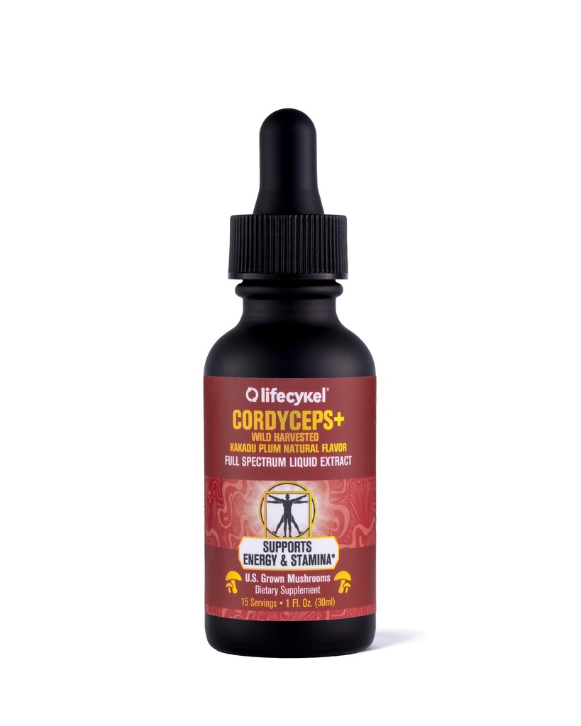 Life Cykel Cordyceps Mushroom Extract with Kakadu Plum - Energy, Stamina & Vitality Support, Natural Aging Supplement - Non-GMO and Vegan Tincture - 1Fl Oz