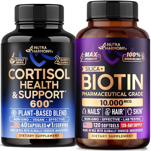 NUTRAHARMONY Cortisol Support Capsules & Biotin with Silicon Softgels