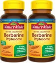 Nature Made Better Absorption Berberine Phytosome Supplement,1100mg Per 2 Capsules Daily,Berberine Supplement for Cardiovascular Health Support,60 Capsules,30 Day Supply,(Pack of 2)