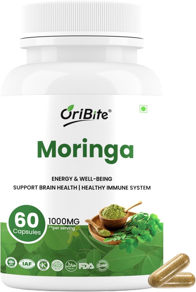 Moringa Extract 1000mg – 60 Veg Capsules | Pure Moringa Oleifera Leaf Superfood | Energy, Brain & Immune Support | Rich in Antioxidants, Vitamins & Amino Acids for Daily Wellness