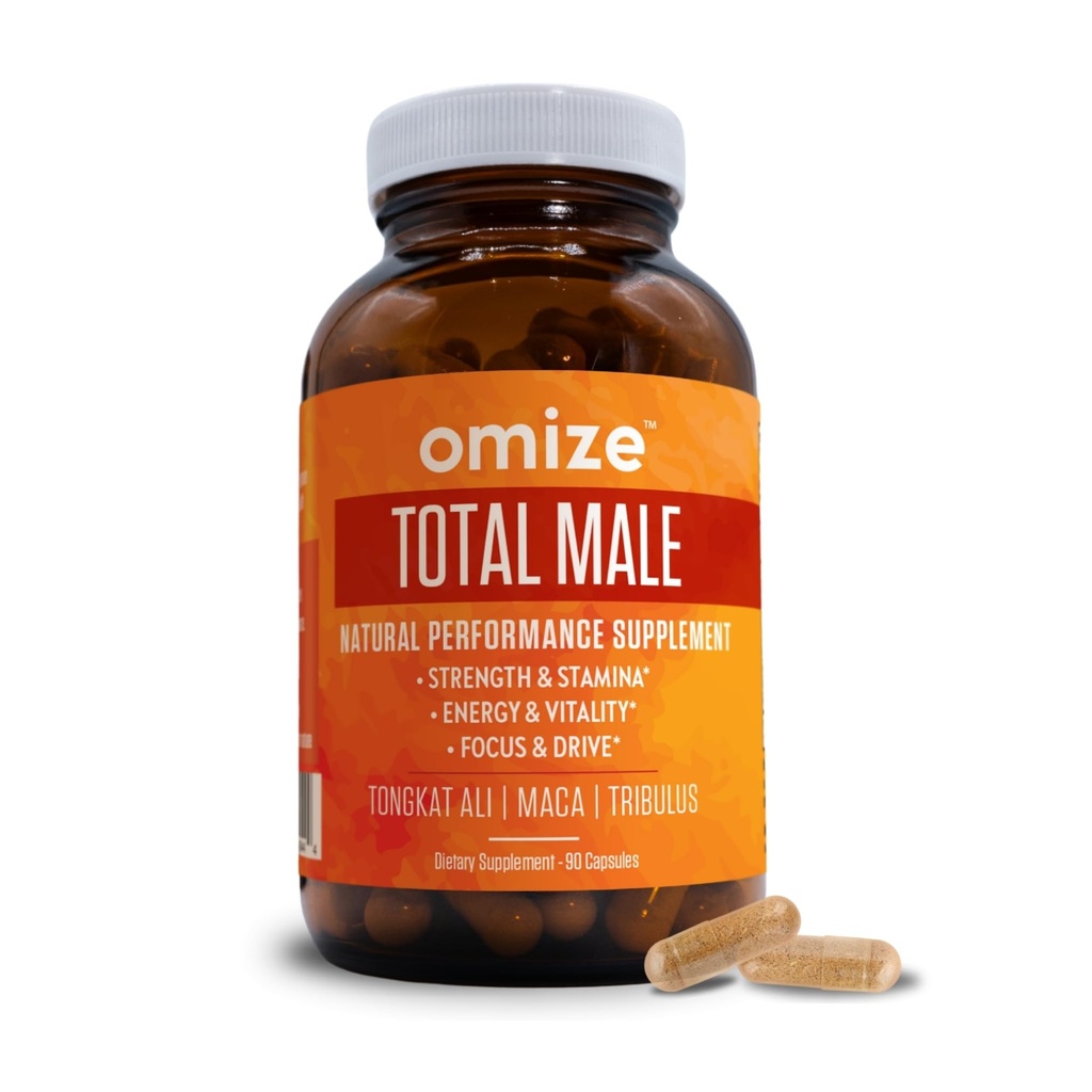 Testosterone Booster for Men Total Male | Premium Tongkat Ali, Ashwagandha, Maca & Tribulus | Natural Energy, Libido & Strength Support | 90 Capsules