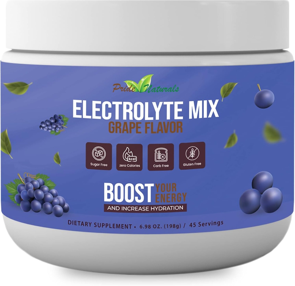 Elektrolyt-Pulver - Refreshing Workout Erholung Elektrolyte, Sugar Free, Gluten Free & Vegan, Pure Keto & Paleo Hydration Beverage, Immun Boosting Vitamins (198 Gramm, Trauben)