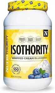 Isothority Whey Protein Isolate, Whipped Cream Blueberry, 2 lb - Ultra-absorbierbare verzweigte Kette Aminosäuren (BCAA) Pulver mit 25g pro Servieren, Low Carb - Muskel- und beschleunigte Erholung