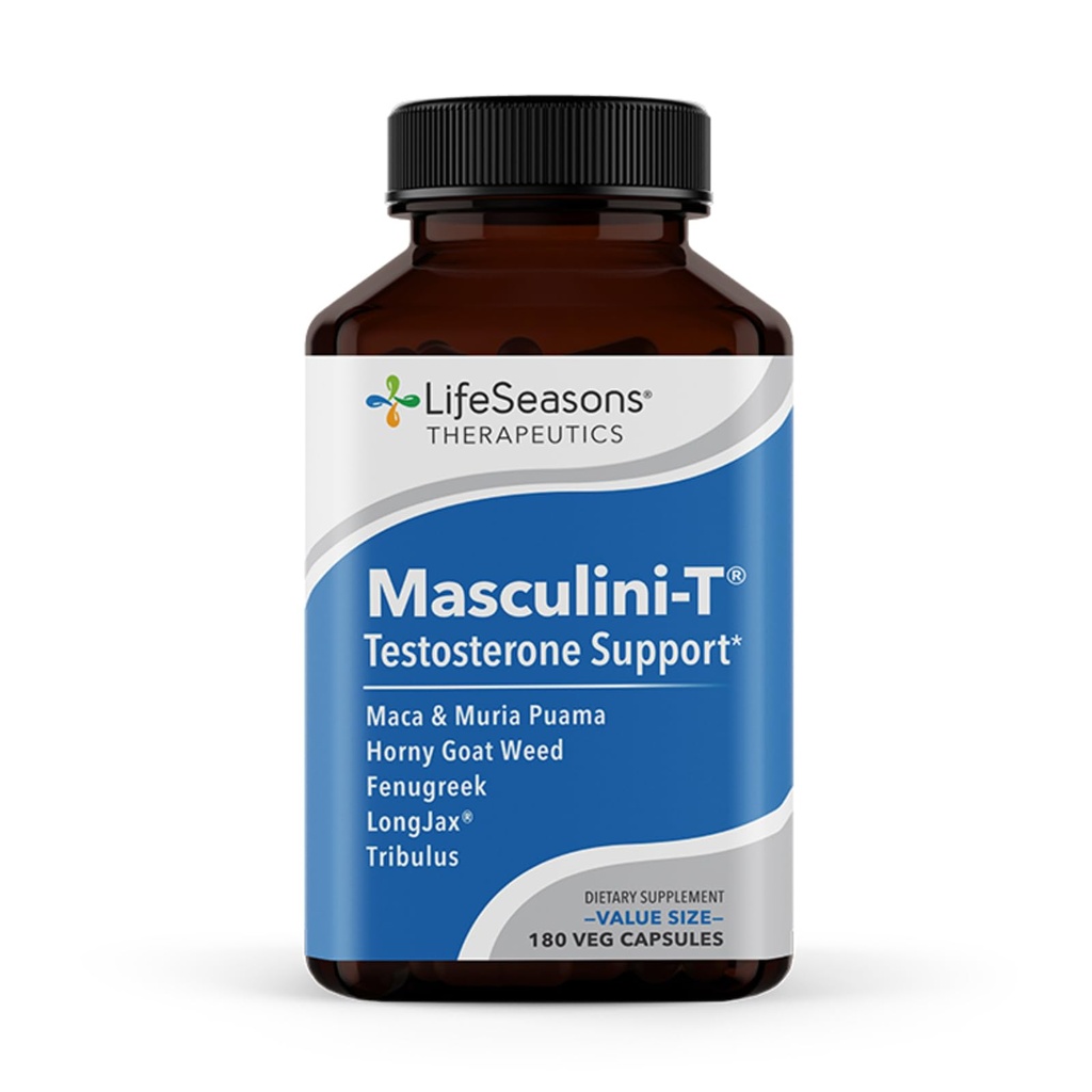 LifeSeasons Masculini-T - Testosteron-Supplement - Verbessert psychische und körperliche Aspekte der sexuellen und sportlichen Leistung - Unterstützt normale Erektion Funktion - Libido - 180 Kapseln