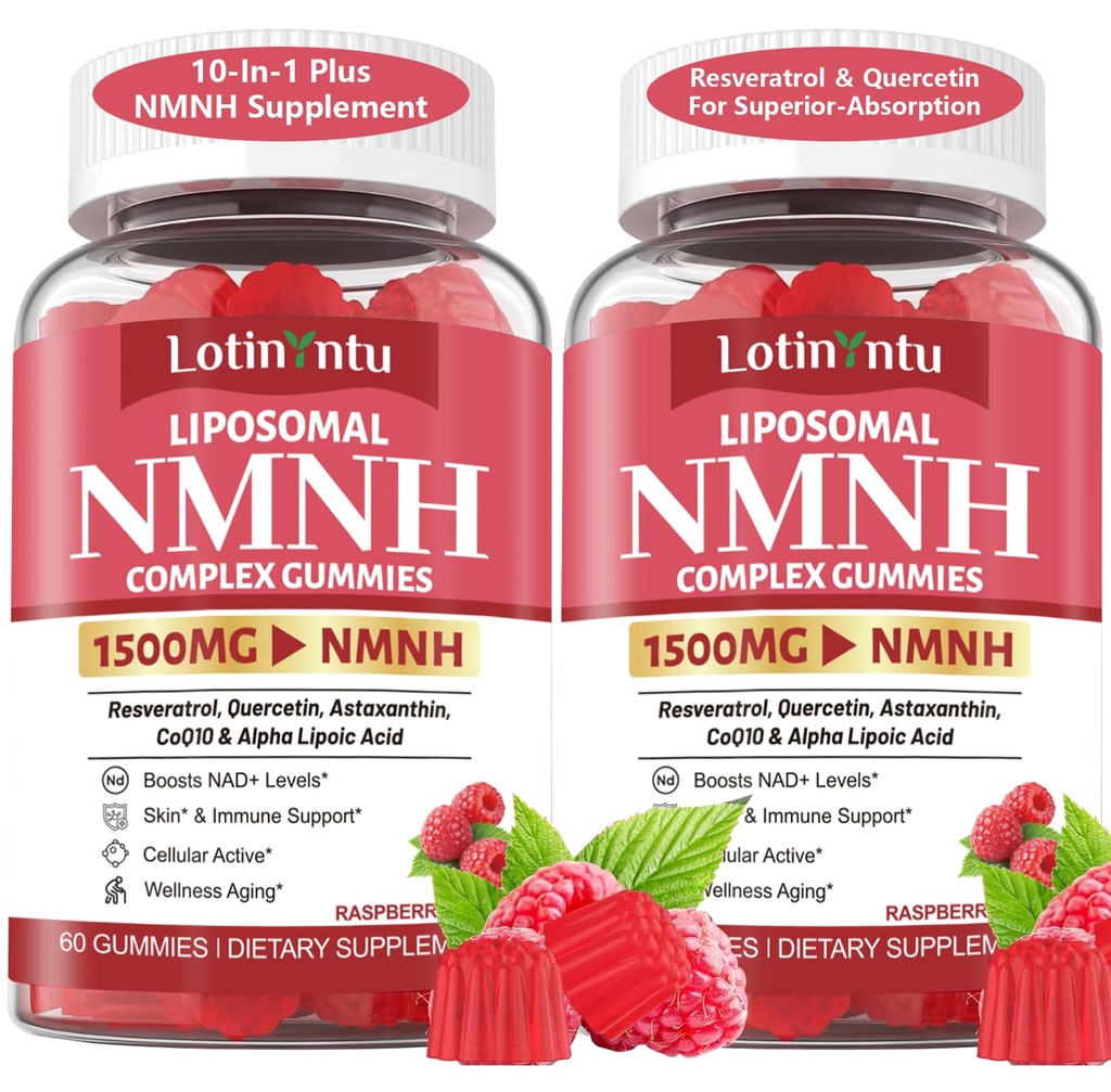 2Pack 1500MG Liposomal NMN Supplement NMNH Gummies-NAD Supplement to Boost NAD+, Nicotinamide Riboside ＆ Quercetin,Improve Energy Levels ＆ Enhance Endurance, Blend for Cellular Energy & Repair Support