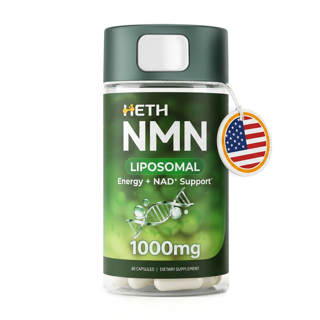 Heth Liposomal NMN Supplement, 1000mg Per Serving, 4-in-1 NAD Supplement Precursor with Taurine, TMG & Resveratrol, NMNH Support Alternative, 60 Capsules