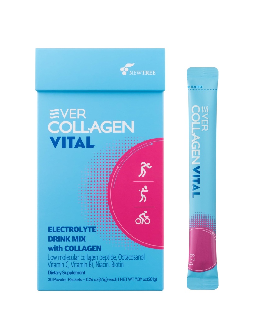 Vital | Electrolytes Powder No Sugar | Hydration Drink Mix with Hydrolyzed Collagen Peptide Powder | Recovery Drink After Exercise | 30 Stick Packets