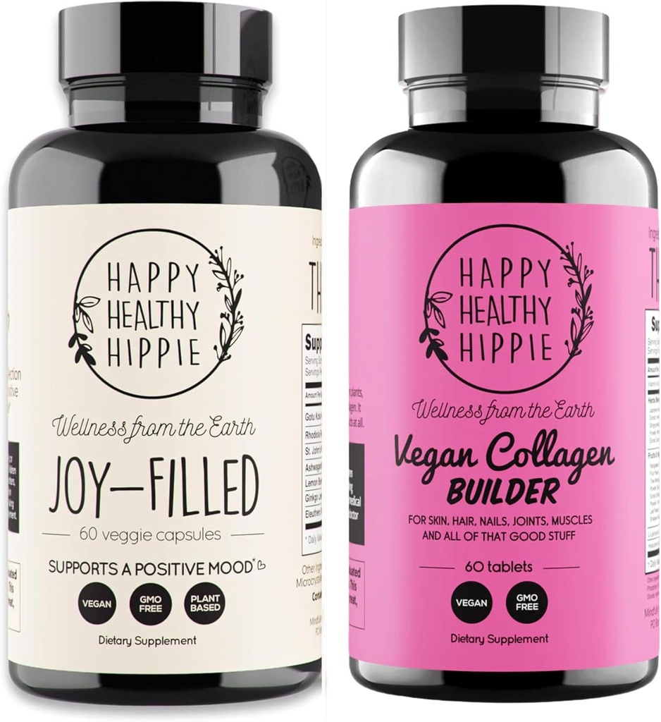 Happy Healthy Hippie Vegan Collagen Builder w/Hyaluronsäure & Joy-Filled Mood Unterstützung