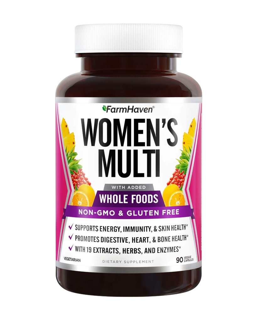 FarmHaven Multivitamin für Frauen | 22 essentielle Nährstoffe, Früchte & Veggies Frauen Multivitamin | Whole Food Multivitamin steigert Energie, Immune, Herzgesundheit | Frauen Tägliche Vitamine - 90 Kapseln