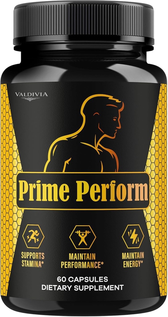 Prime Perform Capsules - Official PrimePerform for Men Supplement Support - Maximum Strength, Premium Natural Advanced Formula Pastillas for Health & Wellness, 60 Capsules for 1 Month