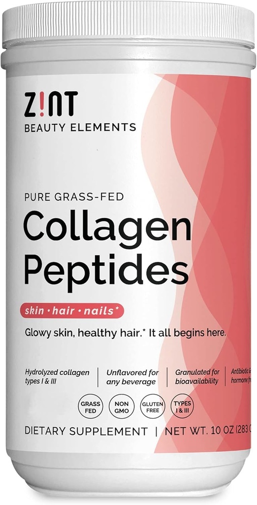 Zint Collagen Peptides Powder (10 Ounce): Hydrolyzed Collagen Protein Hydrolysate Beauty Supplement
