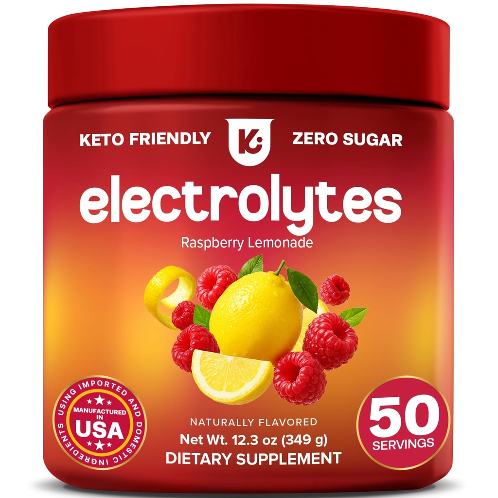 Keppi Elektrolyte Pulver – Raspberry Lemonade Flavor 50 Servierungen – Keine Zucker Hydration Ergänzung mit Magnesium, Kalium, Natrium – Keto, Vegan, Fasting-Friendly, Zero Calorie Elektrolyt Getränk