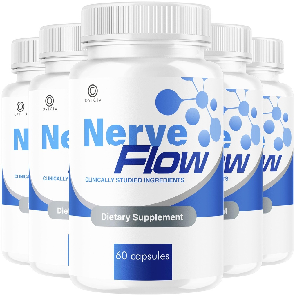 (5 Pack) Nerve Flow Capsules - Official Nerve Flow Pills Advanced Premium Formula Support Maximum Strength, All Natural NerveFlow Vitamins for Overall Health & Wellness, 300 Capsules 5 Months