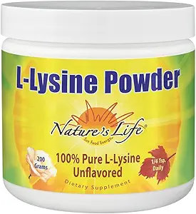 Nature's Life L-Lysine Pulver | Hilft gesunde Immunfunktion | 100% reine natürliche L-Lysine | Vegetarisch, entflammt, Zuckerfrei | 460 Servierungen