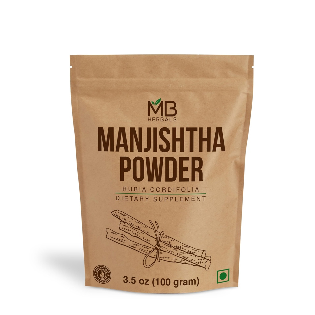 MB Herbals Manjishtha | Rubia cordifolia Root | Indian Madder | 100g Powder