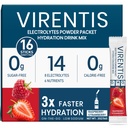 16 Sticks Electrolytes Powder Packets Sugar Free Hydration Packets Liquid Daily IV Electrolyte Drink Mix for Rehydration with 8 Electrolytes & 6 Vitamins, Low Sodium, Raspberry Strawberry